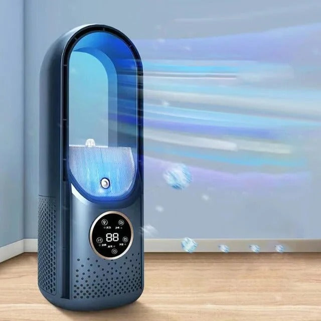 Portable Air Conditioner with Bladeless Design and Six Speed Settings for Small Rooms