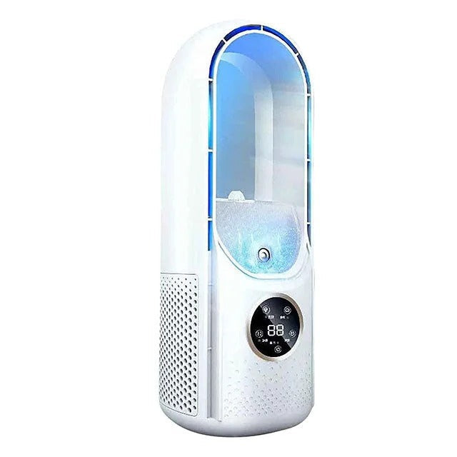 Portable Air Conditioner with Bladeless Design and Six Speed Settings for Small Rooms