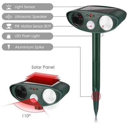 Ultrasonic Animal Repellent with Solar Charging and Motion Detection