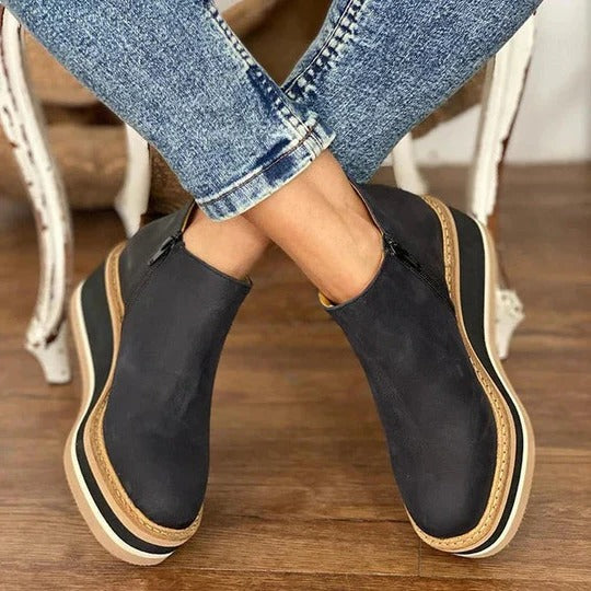Low Ankle Boots with Side Zipper and Grip-Focused Outsole