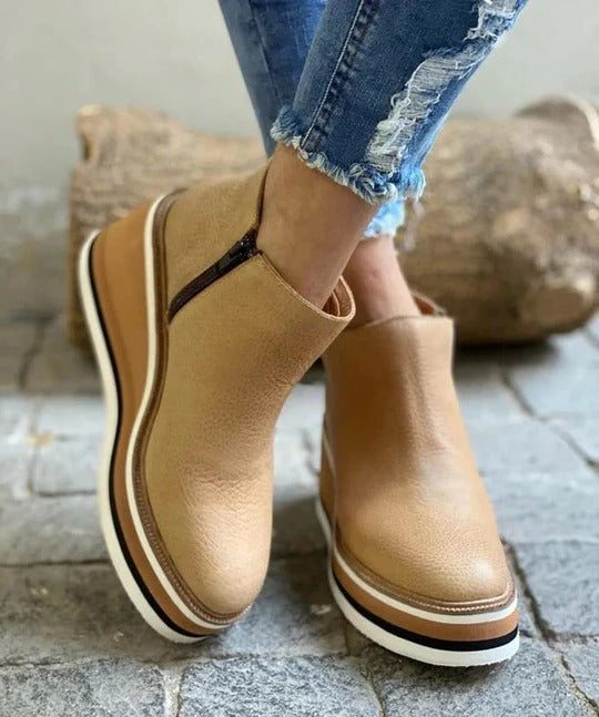 Low Ankle Boots with Side Zipper and Grip-Focused Outsole