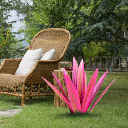 Metal Agave Decorative Plant with Rust Finish and Weather Resistant Coating