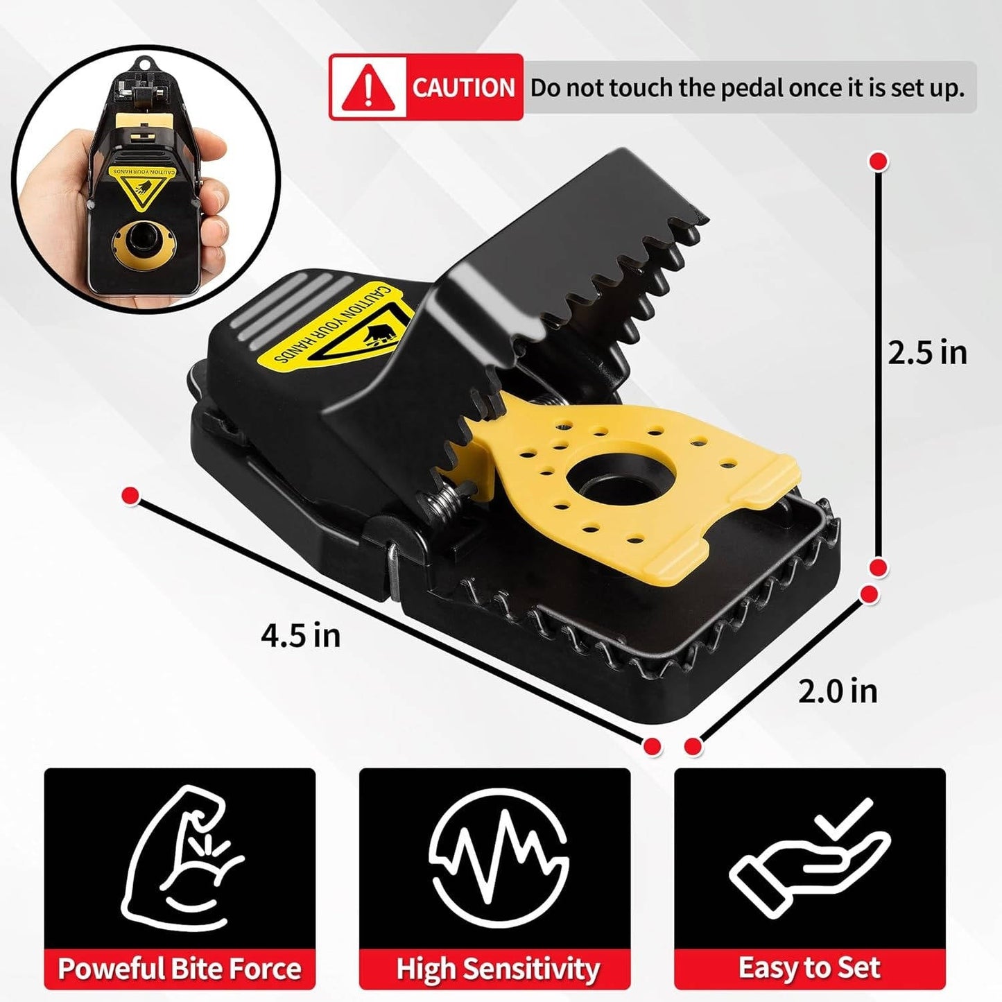 Reusable Mouse Trap with No Touch Button Release and Sensitive Trigger, 4 Pack