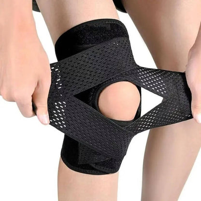 Knee Brace with Four Spring Stabilizers and Open Kneecap Cutout