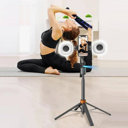 Smart Face Tracking Tripod with Dual Fill Lights and 360° Auto Rotation for Vlogging
