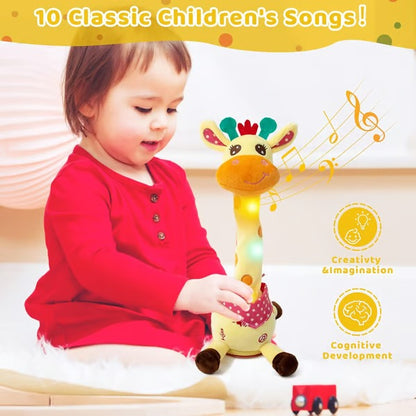 Interactive Plush Toy Giraffe with 60 Songs and Voice Recording, 12in Rechargeable