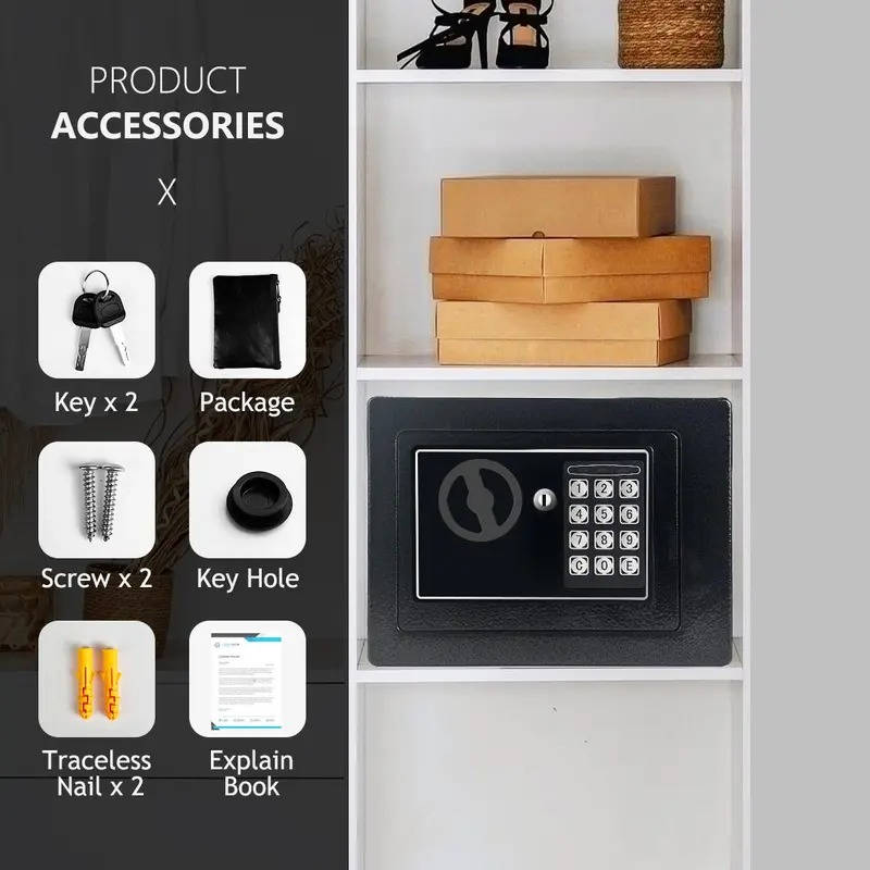 Digital Keypad Safe Box with Sensor Light and Emergency Keys