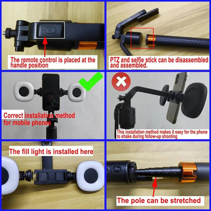 Smart Face Tracking Tripod with Dual Fill Lights and 360° Auto Rotation for Vlogging