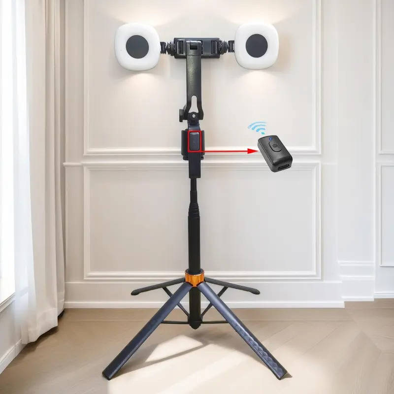 Smart Face Tracking Tripod with Dual Fill Lights and 360° Auto Rotation for Vlogging