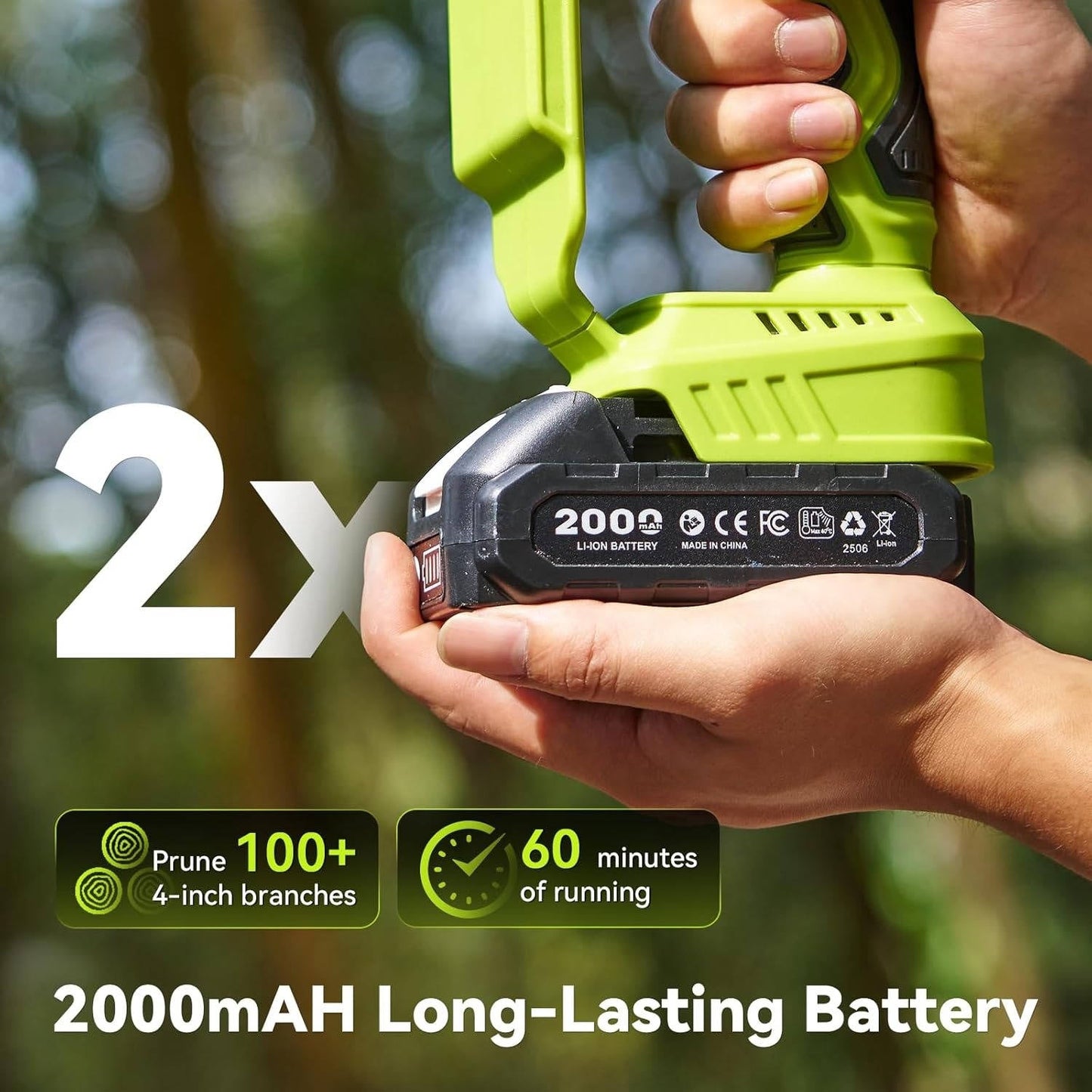 Cordless Mini Chainsaw with Dual Guide Bars and Two Rechargeable Batteries, 1000W Brushless Motor
