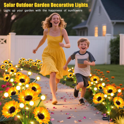 Solar Flower Garden Lights with Automatic Dusk Sensor and Aluminum Stakes, 4 Pack