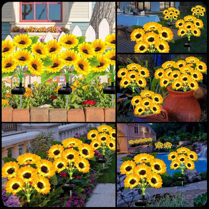Solar Flower Garden Lights with Automatic Dusk Sensor and Aluminum Stakes, 4 Pack