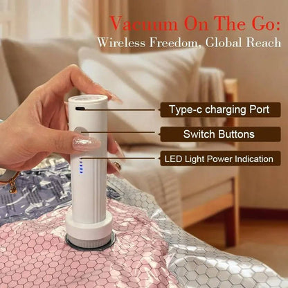 Vacuum Compression Bags with Cordless Pump and 15-Piece Set for Travel Storage