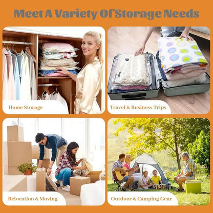 Vacuum Compression Bags with Cordless Pump and 15-Piece Set for Travel Storage