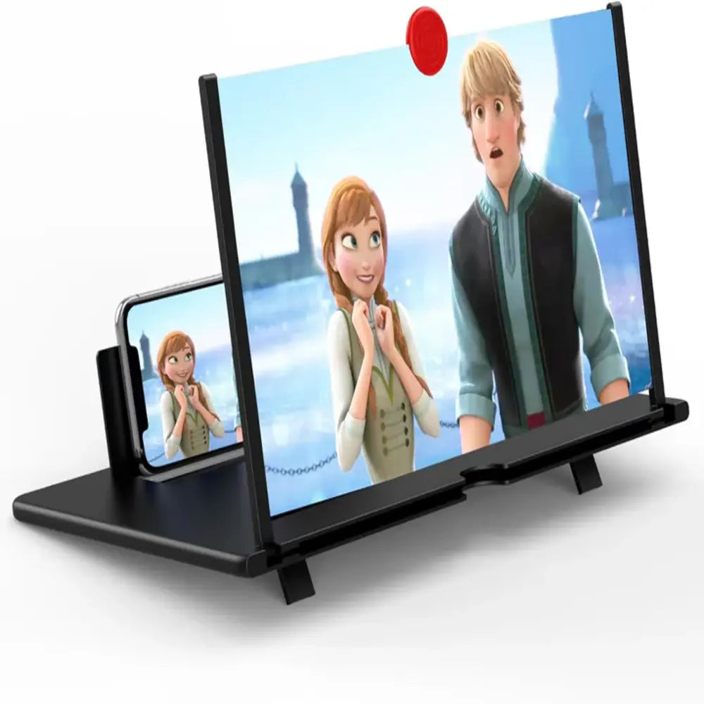 Phone Screen Magnifier with 3D Acrylic Lens and Anti-Slip Mat, 16 Inch Foldable