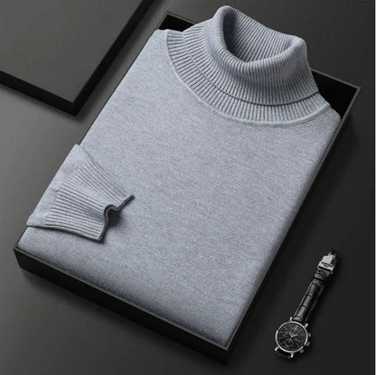 Slim Fit Cotton Blend Turtleneck with Twisted Ribbing and Anti Pilling Treatment