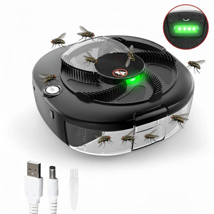 Fly Trap with Rotating Sweep Arm and Removable Collection Tray, USB Rechargeable