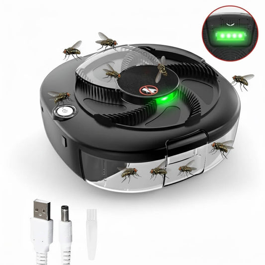 Fly Trap with Rotating Sweep Arm and Removable Collection Tray, USB Rechargeable