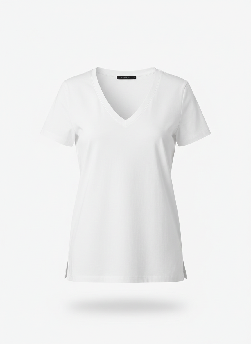 White V-Neck T-Shirt for Women