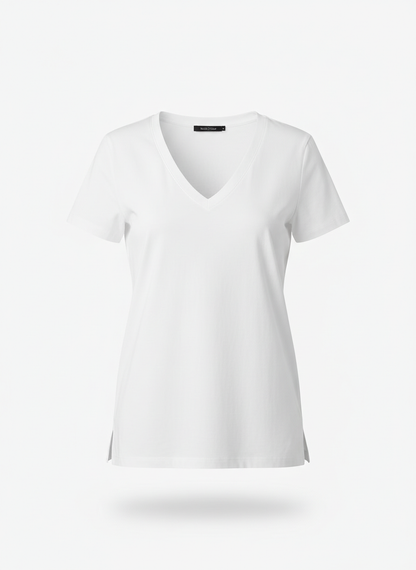 White V-Neck T-Shirt for Women
