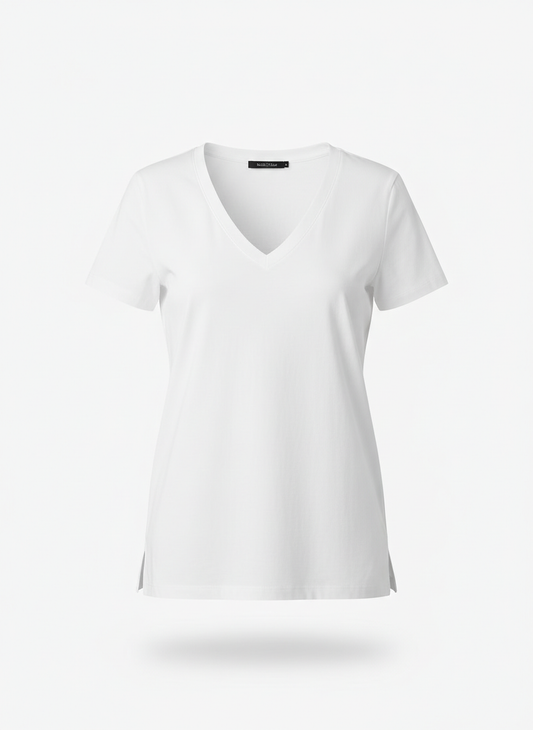 White V-Neck T-Shirt for Women