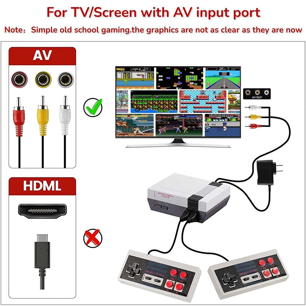 Retro Game Console with 620 Preloaded Titles and Two Wired Controllers, Composite AV