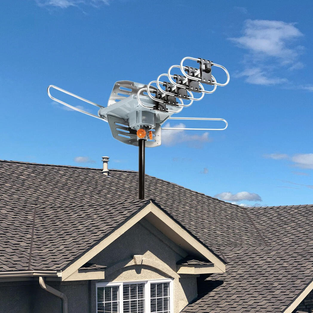 Motorized Outdoor TV Antenna with 360 Rotation and Wireless Remote Control