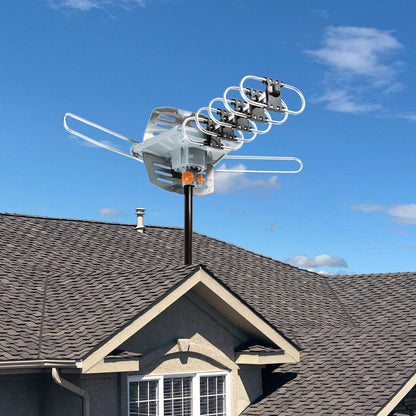 Motorized Outdoor TV Antenna with 360 Rotation and Wireless Remote Control