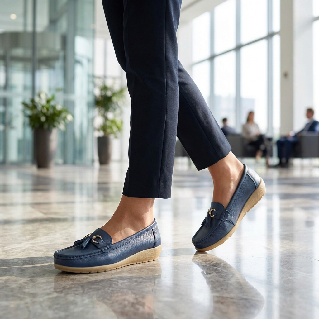 Women's Premium Hide Loafers with Ergonomic Insoles and Air-Permeable Build