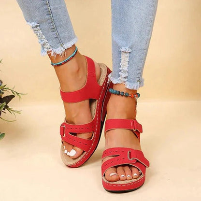 Women's Twin-Strap Sandals with Buckle Closure and Contoured Footbed