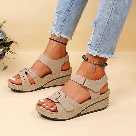 Women's Twin-Strap Sandals with Buckle Closure and Contoured Footbed