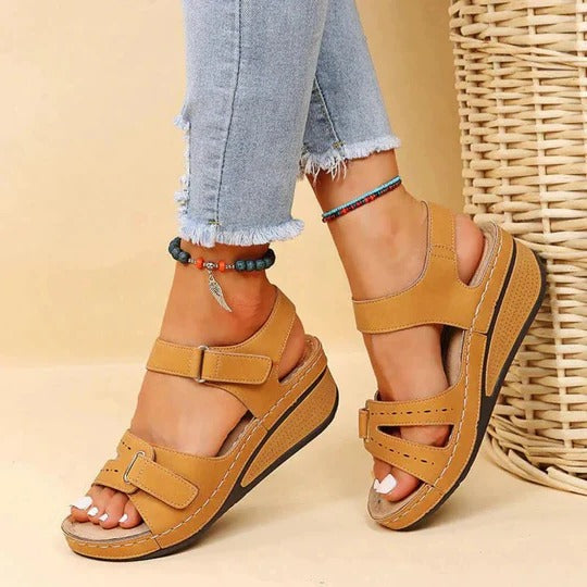 Women's Twin-Strap Sandals with Buckle Closure and Contoured Footbed