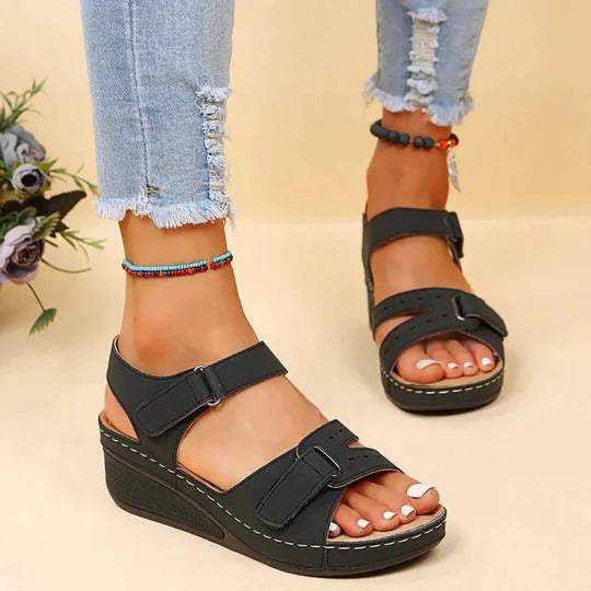 Women's Twin-Strap Sandals with Buckle Closure and Contoured Footbed