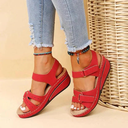 Women's Twin-Strap Sandals with Buckle Closure and Contoured Footbed