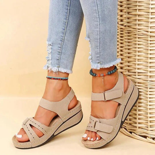 Women's Twin-Strap Sandals with Buckle Closure and Contoured Footbed