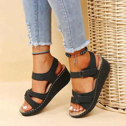 Women's Twin-Strap Sandals with Buckle Closure and Contoured Footbed
